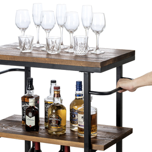 MyGift Best Seller <b>Home</b> <b>Bar</b> <b>Accessory</b> Industrial 3-Tier Vintage Rustic <b>Bar</b> Cart Wheels Coffee Beverage Kitchen Islands Carts - Product Image 4