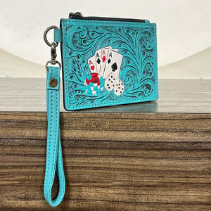 Nueva Cartera de Cuero Genuino Hecha a Mano con Diseño Western, Cierre de Cremallera, Tarjetero Pequeño, Diseño de Póker, Monedero Delgado para Monedas - Product Image 4