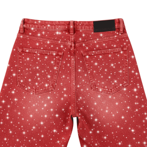 Shorts en jean décontractés pour hommes, couleur unie, délavés, ornés de strass, logo personnalisé, coupe ample, taille élastique, dernière collection - Product Image 5