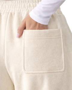 Customized <b>White</b> Women Wide Leg Fleece Sweatpants Elastic Waist Drawstring Casual Loose Fit Jogger Trousers Soft Lounge Wear - Product Image 5