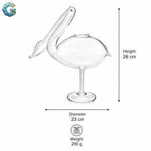 Verre à cocktail en forme de cygne transparent, fait main, hauteur 26 cm, diamètre 23 cm, durable, traditionnel, pour vin, bière, cocktails, fêtes, 101-200 ml - Product Image 1