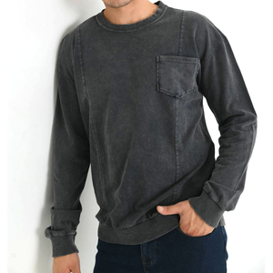 เสื้อสเวตเชิ้ตผ้าถักทรงปกติ สีพื้น สไตล์ซัมเมอร์ ล้างสีแบบแอซิดวอช สำหรับผู้ชาย สวมใส่สบาย เป็นมิตรกับสิ่งแวดล้อม ระบายอากาศได้ดี แห้งเร็ว ผลิตจากผ้าฝ้าย สไตล์สตรีทแวร์ - Product Image 5