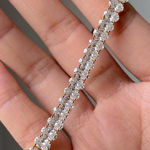 Pulsera de tenis ovalada de lujo con 50 diamantes cultivados en laboratorio, certificada por IGI, oro de 10K, unisex, elegante, para boda - Product Image 4