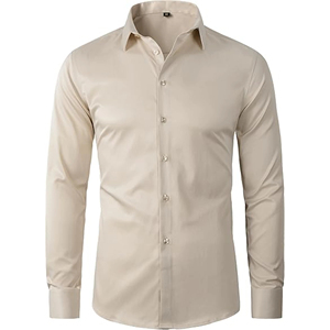 Chemises habillées décontractées pour hommes coupe ajustée 2026, en tissu satiné infroissable, idéales pour mariages et soirées, service OEM - Product Image 3
