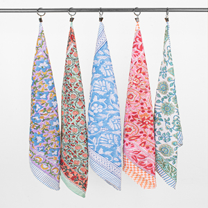 Foulard carré en coton polyvalent, motif floral, bandana respirant, décontracté, été, unisexe, mode ethnique, haute qualité - Product Image 3