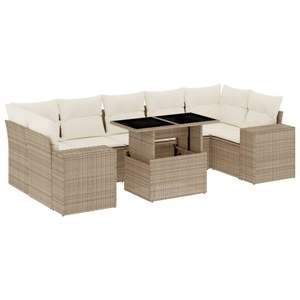 Jardin # Ensemble de canapés modulaires en rotin PE beige 7 pièces Comfort - Product Image 2