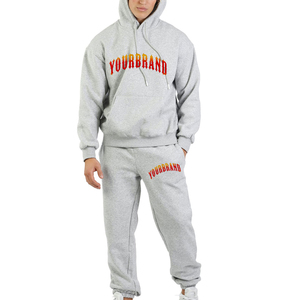 Men's Hooded Fleece Tracksuit Set Regular Fit Color Blocking Streetwear Winter Heavyweight <b>Sweat</b> <b>Suit</b> - Product Image 4