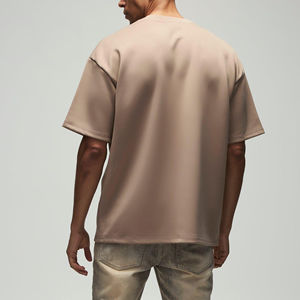 T-shirt tricoté personnalisé pour homme, coupe droite, 100 % coton épais 180 g/m², couleur unie, épaules tombantes, imprimé numérique, tendance - Product Image 6