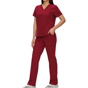Unisex Custom Logo High Quality Cotton-Polyester Canvas Needle-Detecting Medical <b>Scrubs</b> <b>Top</b> V-Neck Breathable Anti-Wrinkle - Product Image 4