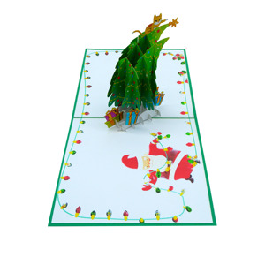 Carte de vœux de Noël 3D pop-up Viet-craft en forme d'arbre, cadeau pour chat, personnalisée, sérigraphiée, écologique, en papier mat verni - Product Image 2