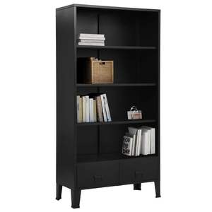 Estantería Rectangular de Acero Negro, Mueble de Almacenamiento para Libros - Product Image 2