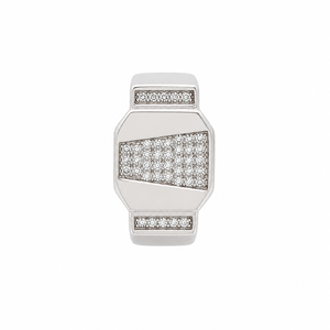Bague Chevalière Rectangulaire en Argent Sterling 925 pour Homme, Pavée de Diamants, Finition Polie, Design Géométrique Audacieux, Idéale pour Mariage, Fêtes et Usage Quotidien - Product Image 3