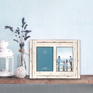 Prinz Wood Photo <b>Frame</b> Rectangular Rustic <b>White</b> Two 5x7 Inch Horizontal Tabletop Display - Product Image 3
