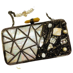 MOP Filled Metal Resin <b>Box</b> <b>Clutch</b> <b>Bag</b> Acrylic Customized Designs Available - Product Image 1
