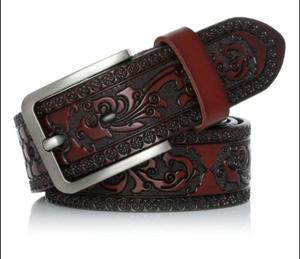 Nouvelle Arrivée 2026 : Ceinture Formelle en Cuir Pleine Fleur Gaufré Floral avec Boucle Rectangulaire Argentée – Ceintures Habillées Durables pour Hommes - Product Image 3
