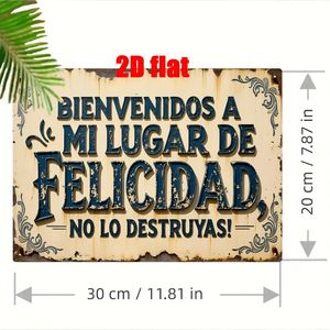 CIFbuy Targa Vintage in Metallo 'Benvenuti nel Mio Paradiso Felice' con Decorazioni Floreali Rustiche per Casa, Bar, Caffè, Man Cave, Fattoria - Decorazioni Artistiche in Metallo - Product Image 3