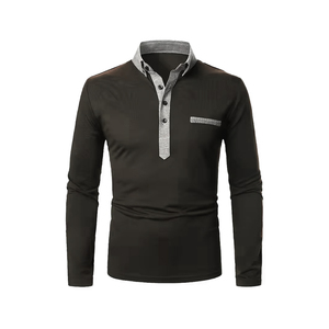 Polo Ligero de Algodón 100 GSM con Cuello en Contraste, Nueva Colección Otoño-Invierno, Manga Larga, Fabricante de Polos de Temporada - Product Image 1