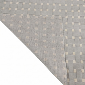 Alfombra DECORDEC Gris Marfil de Lana Tejida, Ecológica, Antideslizante, Moderna, con Diseño Geométrico para Sala de Estar, Dormitorio, Hotel - Product Image 6