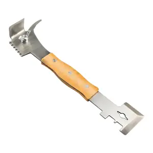 Multifunctional Stainless Steel Bee Hive Scraper Tool with Wooden Handle