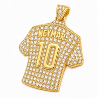 Pendentif maillot de football en or 18 carats avec diamant de laboratoire, collier numéro en diamant de laboratoire, fabricant de bijoux en gros