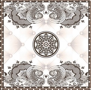 400x400mm Glossy Series Ceramic Floor Tiles Vintage Floral Pattern Digital Printed Indoor Tiles 400x400mm Glossy Ceramic Tiles - Product Image 2