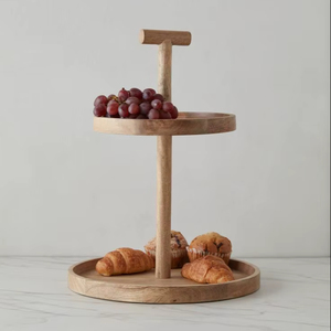 Stylish Natural Wooden Cake Stand <b>For</b> Dessert Display Cake Serving Elegant Table <b>Decoration</b> <b>Kitchen</b> <b>Item</b> - Product Image 1