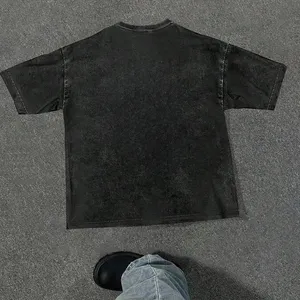 Camiseta Oversize para Hombre con Lavado Ácido - Algodón Pesado - Estilo Urbano Gris Vintage - Corte Holgado Relajado - Textura Premium - Product Image 6