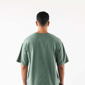 Camiseta Oversize de Algodón 100% de 220 g/m² para Hombre, Cuello Redondo, Hombro Caído, Ecológica, Larga, con Logotipo Personalizado, Venta al por Mayor - Product Image 3