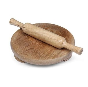 Juego de rodillo y tabla de amasar de madera ecológica para hacer chapati y roti, accesorios de cocina. - Product Image 1