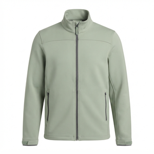 Chaqueta softshell verde claro para hombre con cierre completo, cuello alto, aislante, impermeable, transpirable y resistente al viento. - Product Image 2
