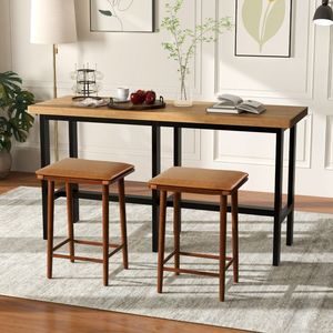 Set of 2 25.5 Inch Barstools with Comfortable Cushion and <b>Footrest</b> for Home or Commercial Use - Product Image 2