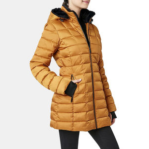 Chaqueta Impermeable 3/4 para Mujer |   Abrigo Resistente al Agua con Capucha y Ribete de Piel Sintética |   Chaqueta Acolchada de Algodón para Invierno - Product Image 2