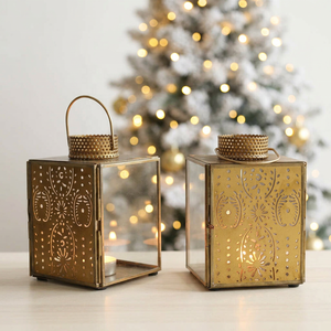 Wholesale <b>Mini</b> Moroccan Style Metal Framed Glass Tea Light Candle <b>Lanterns</b> for Home Decoration - Product Image 5