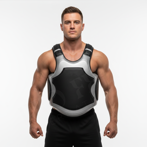 Protector de Pecho Premium Negro y Plateado para Artes Marciales, Boxeo, MMA, Karate, Taekwondo, Entrenamiento, Seguridad, Resistente, Chaleco Personalizado - Product Image 4