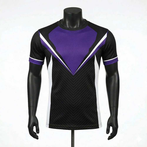 Camiseta de Manga Corta con Cuello Redondo y Estampado Geométrico Blanco y Negro para Hombre, Transpirable, Deportiva, de Punto, Corte Regular - Product Image 1