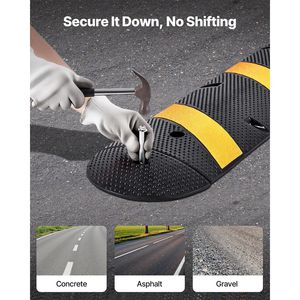 Rallentatore di velocità in gomma per impieghi gravosi da 6FT, capacità di carico 22000 libbre/asse, rampa protettiva per cavi da 72 pollici, 2 canali, per la sicurezza del traffico - Product Image 5