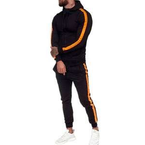 Ensemble de survêtement décontracté pour homme, taille plus, respirant et confortable, avec capuche, couleur unie noir et rouge, 100% coton - Product Image 3