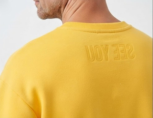 Men Loose Fit Puff Printing Polyester/Cotton <b>Waterproof</b> Sweatshirt Drop Shoulder Crew Neck Fleece 430GSM Oversize Baggy Winter - Product Image 4