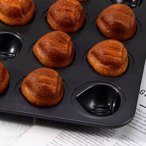Moule à gâteau rond 12 cavités, cuisson en lot, antiadhésif, compatible four, en acier laminé à froid avec revêtement PTFE, fabrication coréenne, ustensile de cuisson - Product Image 2