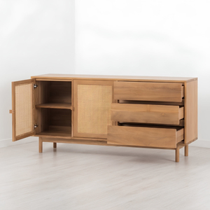 Teak <b>Sideboard</b> Cabinet Manufacturer with Rattan Doors Solid Wood Construction for OEM ODM Wholesale Buyers Bulk Orders B2B - Product Image 3