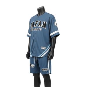 Ensemble de shorts de baseball pour hommes en polyester mesh interlock, toucher doux, panneau contrastant bleu, logo brodé personnalisé pour ensemble de shorts homme - Product Image 4