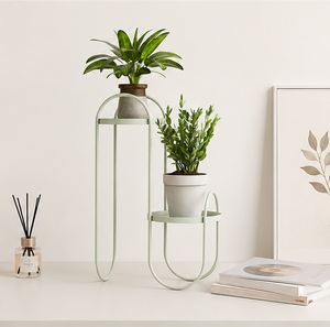 Modern 2 Tier Metal Plant <b>Stand</b> for Indoor Outdoor Vintage Style Powder Coated Flower <b>Pot</b> Rack for Living Room Balcony Decor - Product Image 4