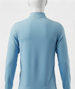 Suéter de Punto Azul Claro para Hombre, Cuello Alto, Manga Larga, Cierre de Cremallera, Transpirable, Corte Regular, para Otoño - Product Image 4