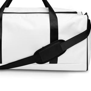 กระเป๋าเดินทางแบบดัฟเฟิลสีขาวพร้อมโลโก้สั่งทำขายส่ง ผลิตจากโพลีเอสเตอร์กันน้ำ มีช่องใส่รองเท้ากีฬา เหมาะสำหรับออกกำลังกาย ท่องเที่ยว และใช้เป็นกระเป๋าเดินทาง - Product Image 4