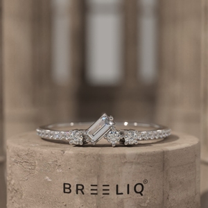 14K Gold Baguette Cut Lab Grown Diamond Ring Minimalist Multi Stone Band Elegant <b>Wedding</b> Ring for Women Fine Jewelry - Product Image 6