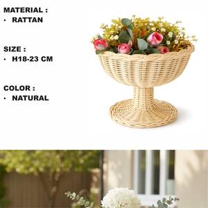 Cesta redonda de ratán, florero artesanal, 9 piezas - Product Image 2