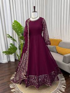 Apparel & <b>Accessories</b> Ethnic Clothing Anarkali Gown for Specials Occasion Georgette Gown for Bridal and Girl Wear - Product Image 4