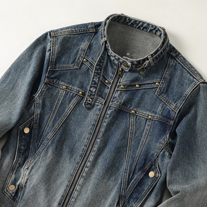 Veste en jean en toile pour homme, nouvelle collection, très tendance, décontractée, classique, avec capuche et logo frontal, élastique - Product Image 5