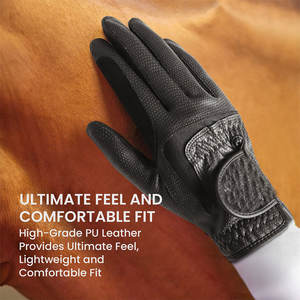 Guantes de equitación térmicos de piel de oveja auténtica de color negro para hombre, ajuste cómodo, protección para las manos - Product Image 3