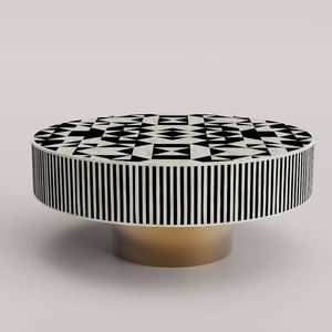 Mesa de centro redonda hecha a mano con incrustaciones de hueso, ecológica y personalizable, en oferta, para decoración del hogar, a precio de mayorista. - Product Image 2